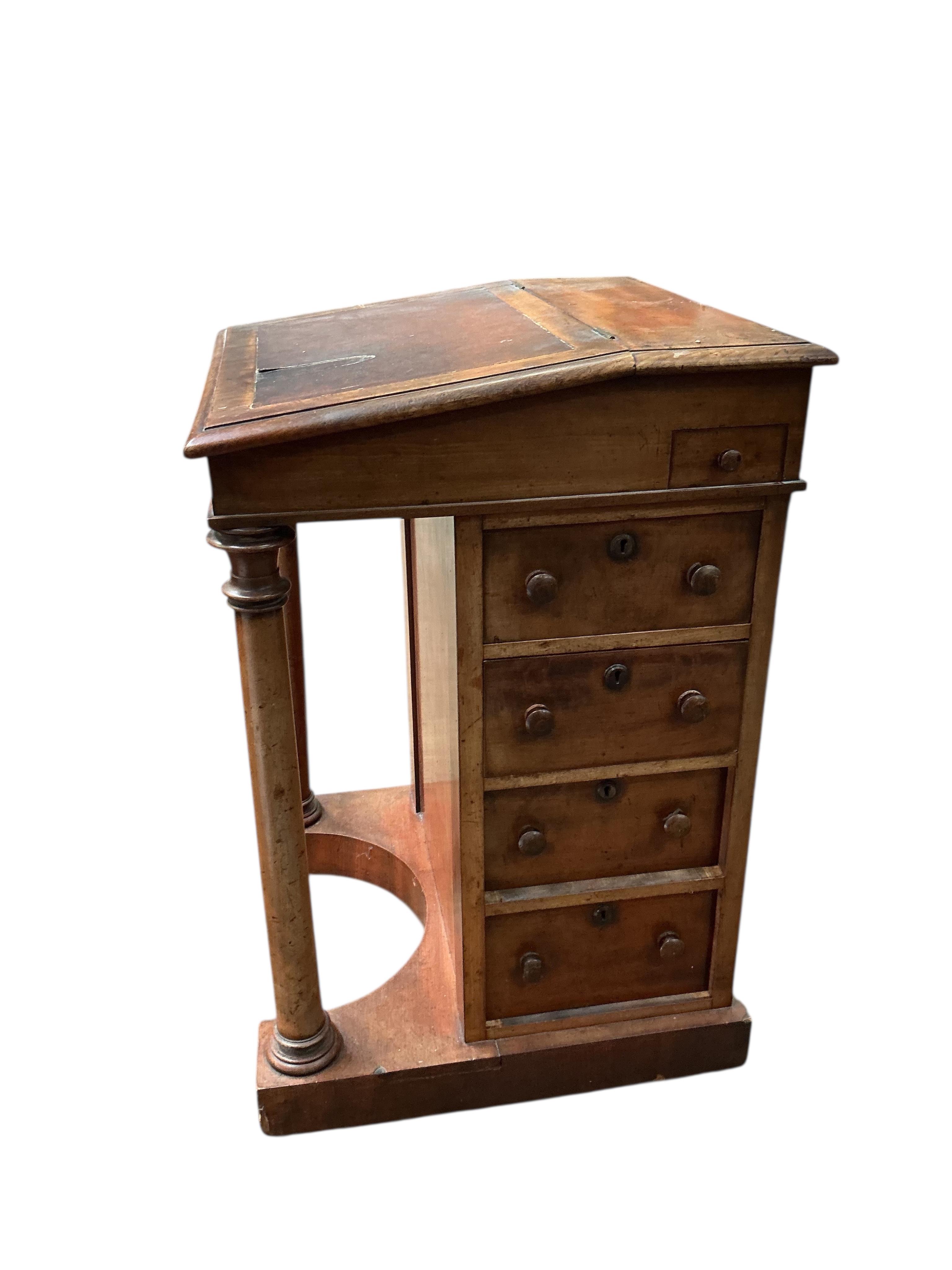 An early Victorian mahogany Davenport, width 54cm, depth 53cm, height 80cm